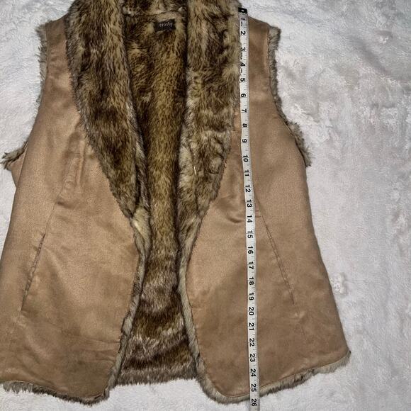 Crosby Tan Faux Suede and Fur Sleeveless Warm Winter Layering Vest Size Large - Picture 13 of 14